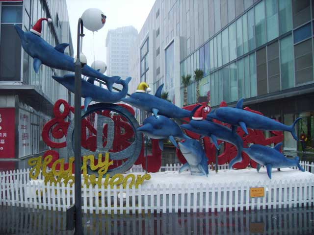 海豚騰飛景觀(guān)裝飾雕塑